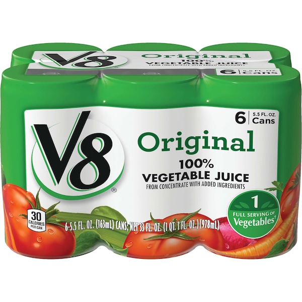 V8 Original 100% Vegetable Juice 5.5 oz. Can, PK48